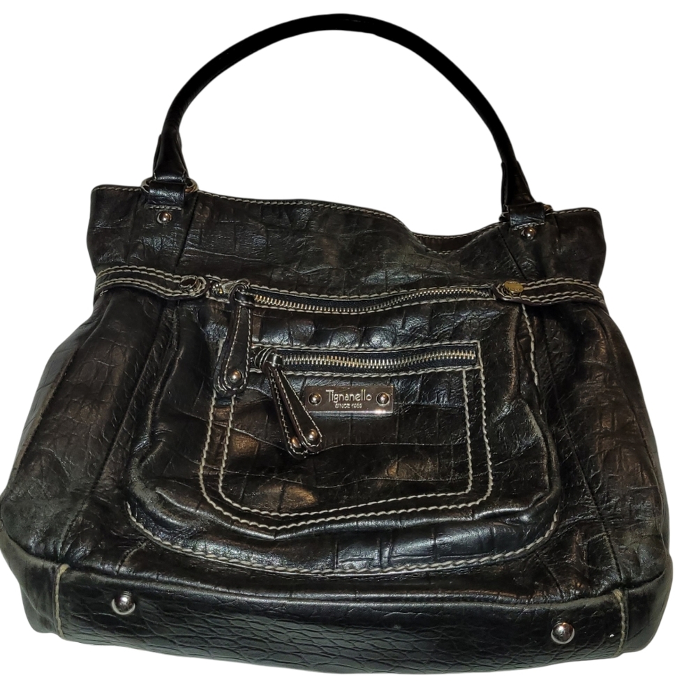 Vintage Women Leather Black Purse By Tignanello/Women Designer Purses/ Women Lea